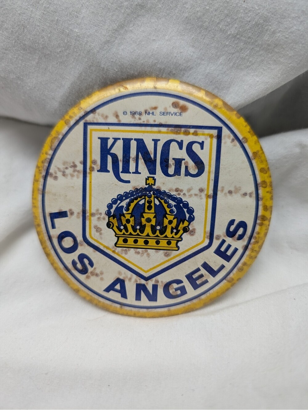 Vtg 1968 Los Angeles Kings NHL Pinback N-Logo Button Pin Collectable 3.5 inches